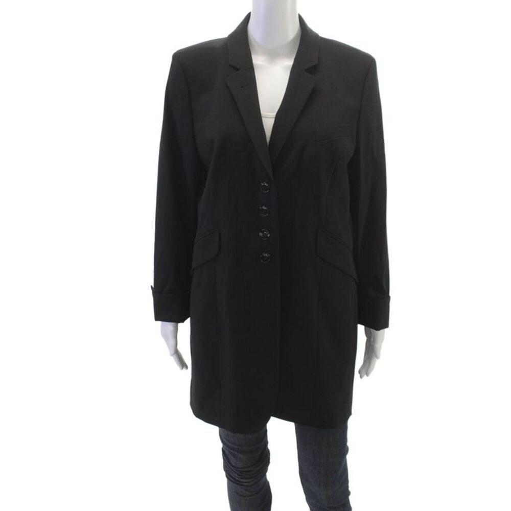 Scapa Women Overcoat Blazer Black 96% Virgin Wool Button Size 44